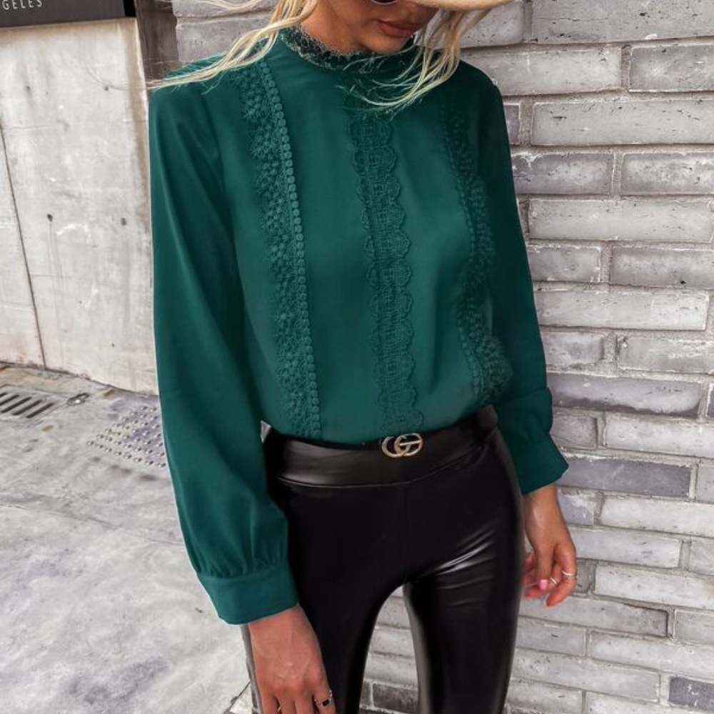 Luxe Classic Lace Solid Work Minimalist Top - Picture 9 of 10